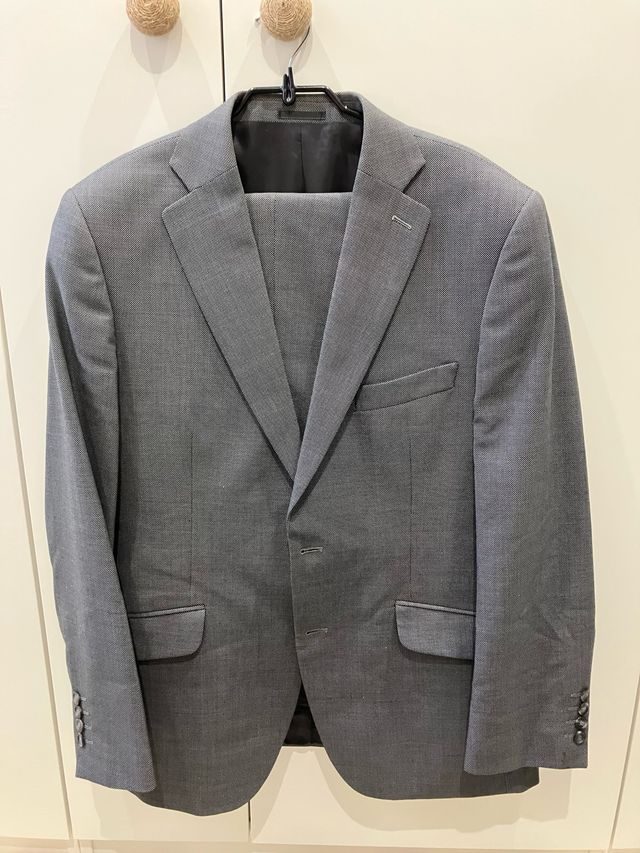Traje gris ojo de perdiz hombre