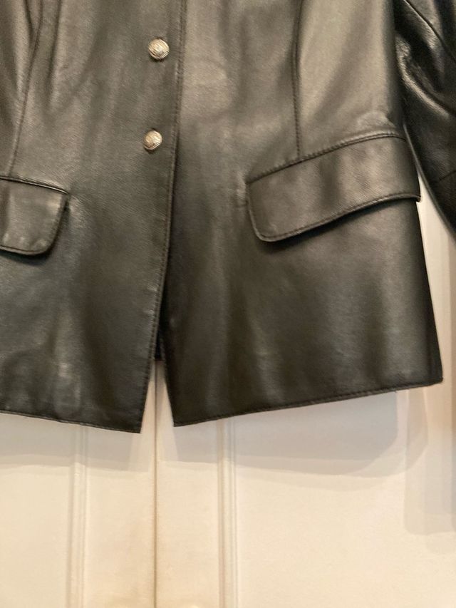 Chaqueta Piel Militar Negra Talla S