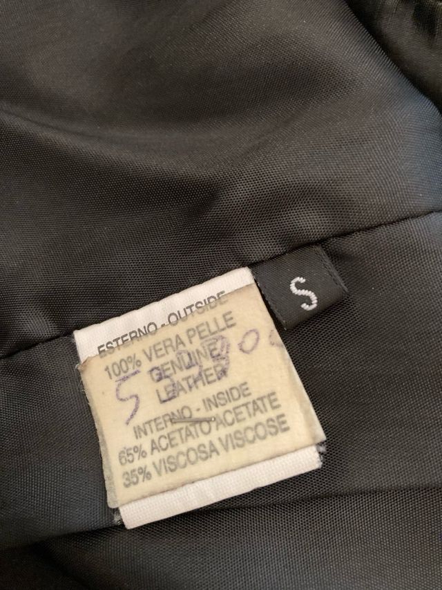 Chaqueta Piel Militar Negra Talla S