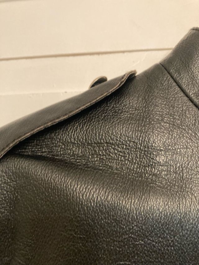 Chaqueta Piel Militar Negra Talla S