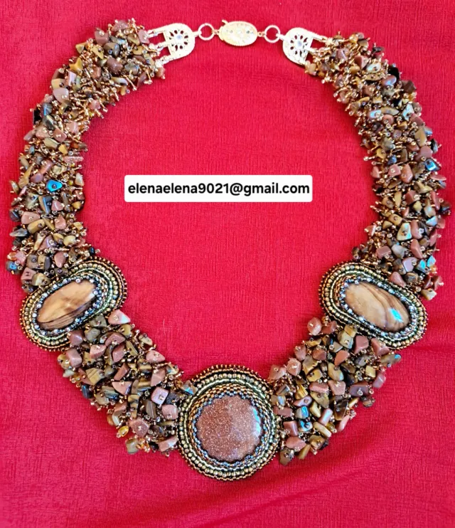 Collar artesanal piedras naturales de avanturin