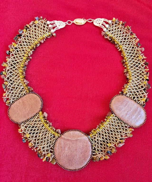 Collar artesanal piedras naturales de avanturin