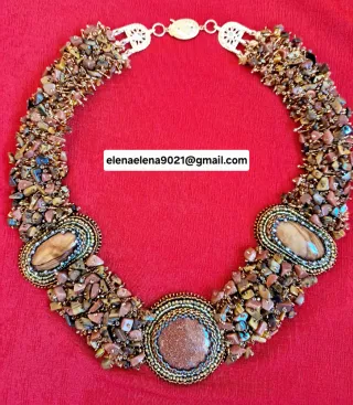 Collar artesanal piedras naturales de avanturin