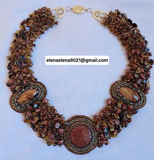 Collar artesanal piedras naturales de avanturin