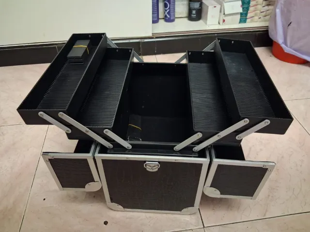 Maletín Maquillaje XXL Negro y Plata