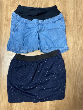 Conjunto premamá: shorts y falda