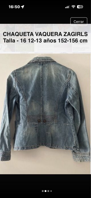 Chaqueta vaquera ZAGIRLS Talla 16 (12-13 años)