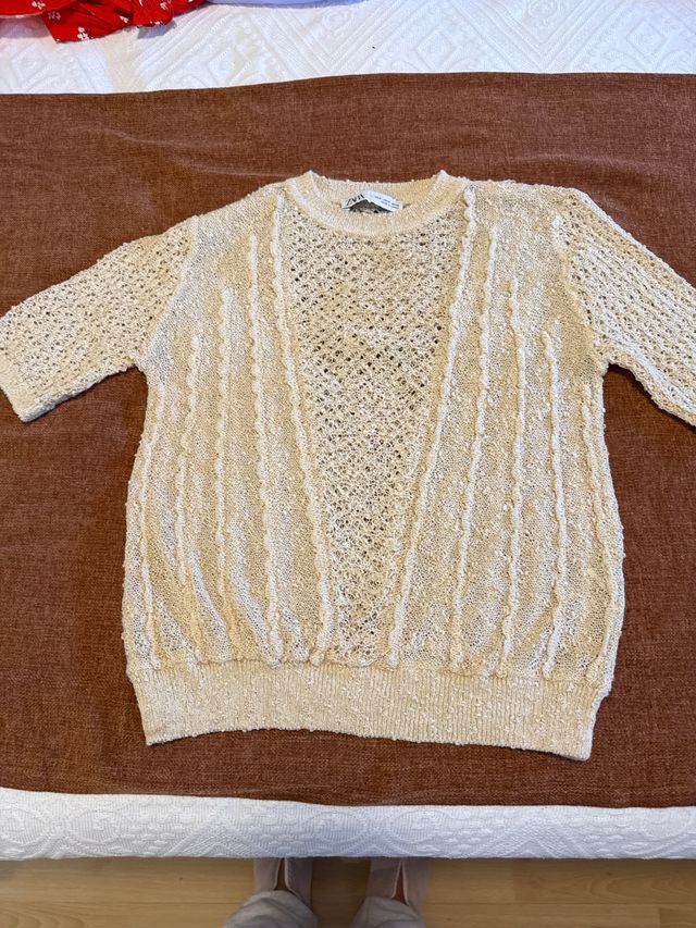 Jersey Zara semitransparente beige Talla S