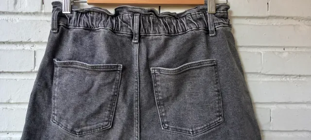 Vaqueros baggy paperbag TEX negro desgastado