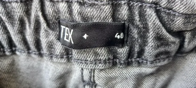 Vaqueros baggy paperbag TEX negro desgastado