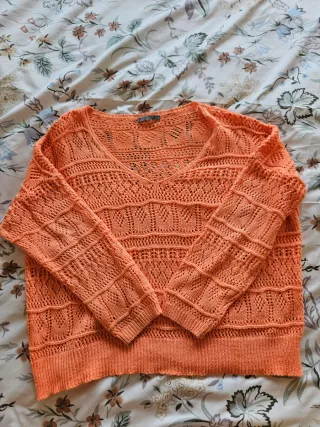 Jersey punto naranja calado talla única
