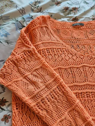 Jersey punto naranja calado talla única