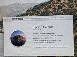 iMac 21,5 2012 2,7 GHz Core i5 8 GB RAM
