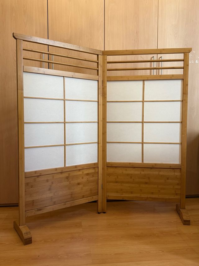 Biombo madera y papel de arroz