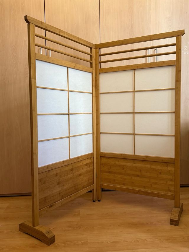 Biombo madera y papel de arroz