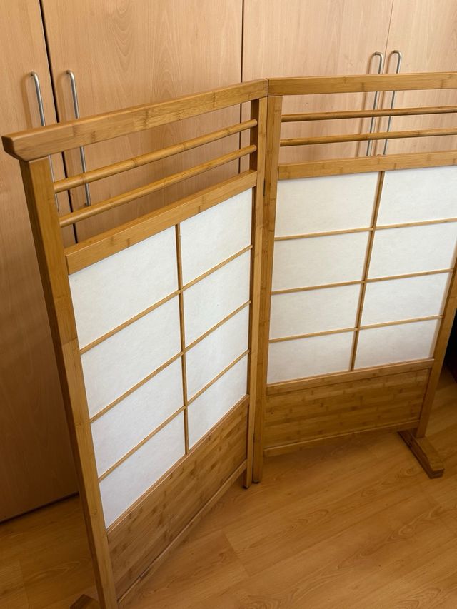 Biombo madera y papel de arroz