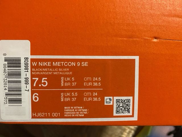 Nike Metcon 9 Talla 40.5 Nuevas Naranja/Blanco