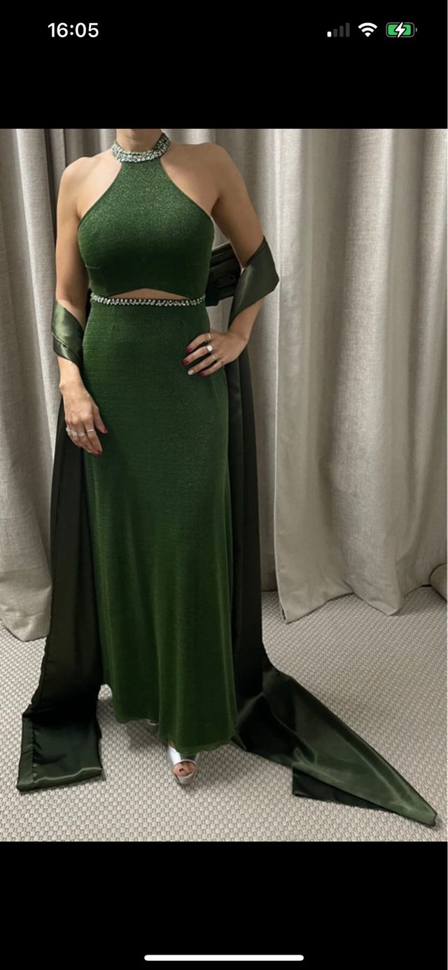 Vestido de fiesta verde brillante