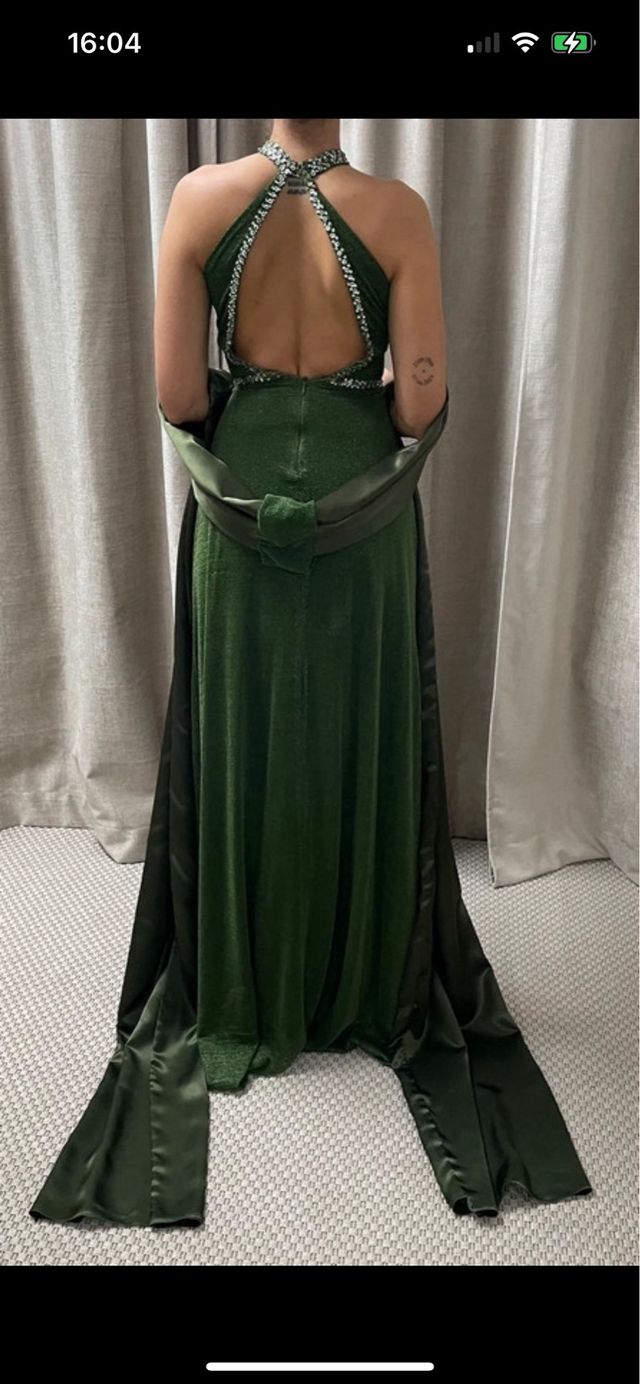 Vestido de fiesta verde brillante