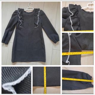 Vestido gris con volantes manga larga T.10-12