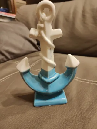 Ancora bomboniera ceramica blu e bianca