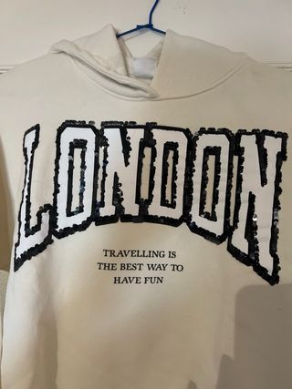Sudadera LONDON lentejuelas beige