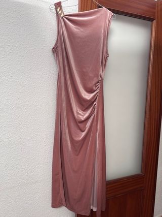 Vestido Midi Terciopelo Rosa