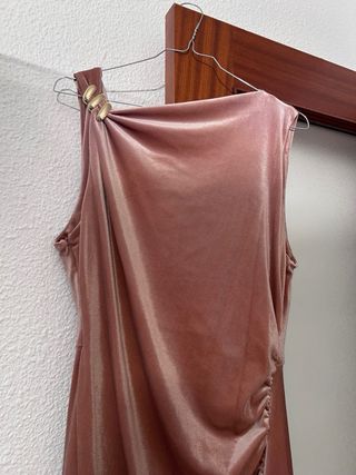 Vestido Midi Terciopelo Rosa