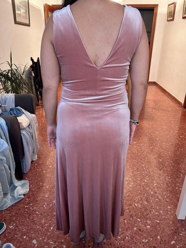 Vestido Midi Terciopelo Rosa