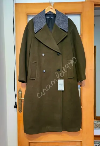 Abrigo zw collection lana Manteco verde oliva zara