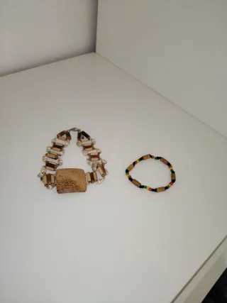Conjunto collar y pulsera de madera