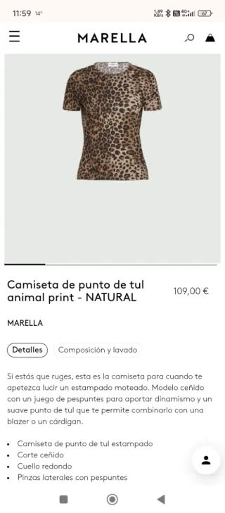 Camiseta Marella animal print tul