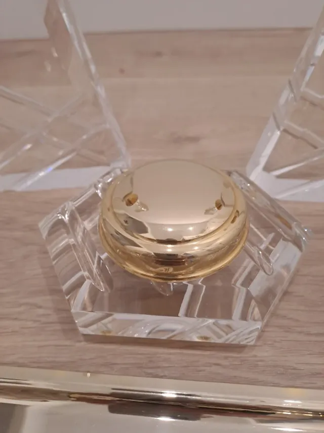 Elegant set di toeletta in vetro e metallo dorato