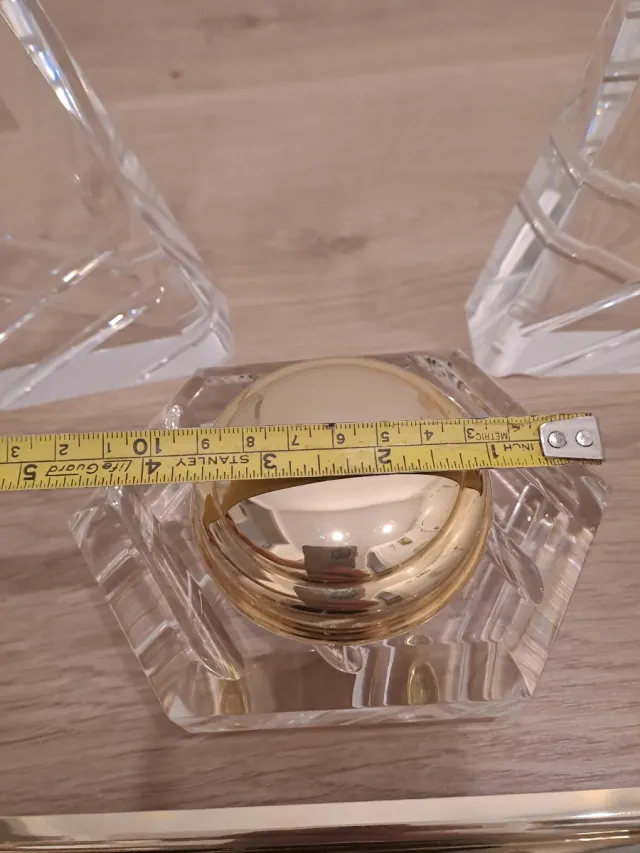 Elegant set di toeletta in vetro e metallo dorato