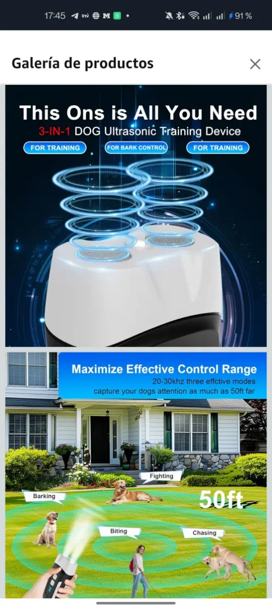 Dispositivo Anti-ladridos LED y Linterna
