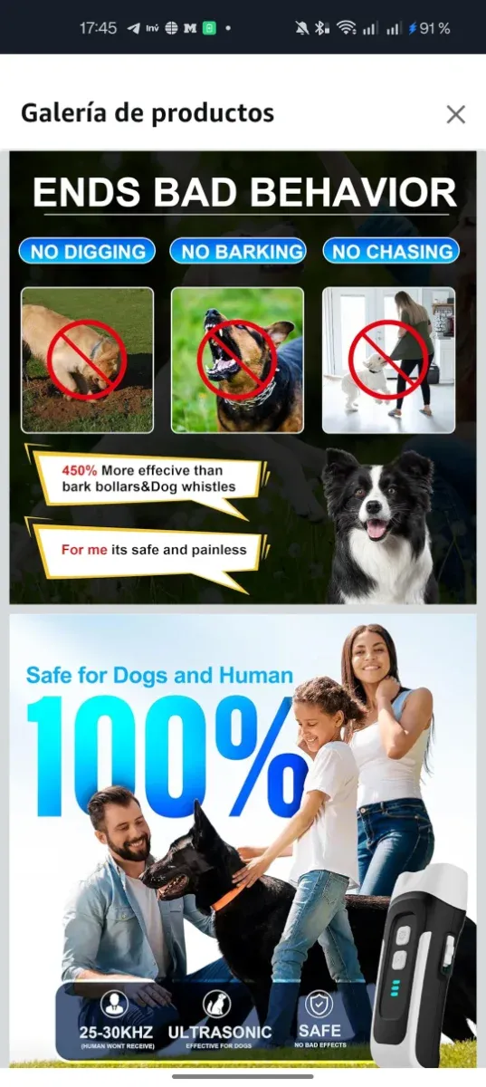 Dispositivo Anti-ladridos LED y Linterna