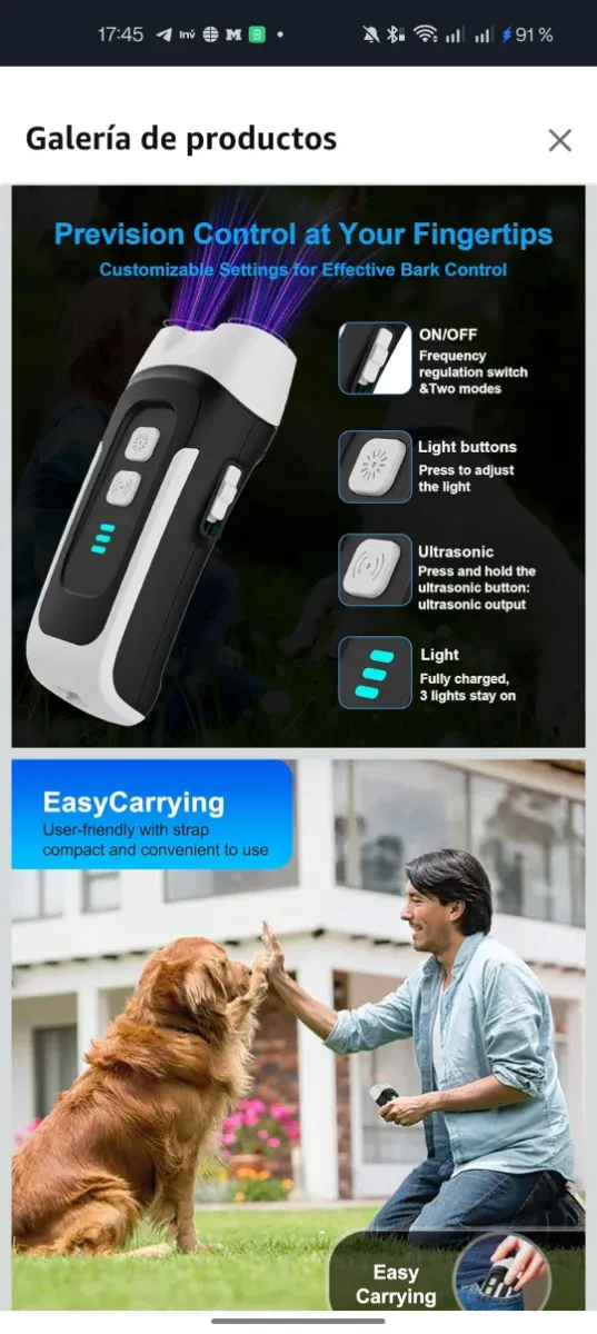 Dispositivo Anti-ladridos LED y Linterna