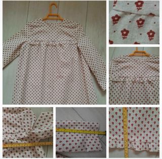 Vestido niña volantes beige y rojo