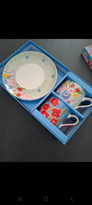 Set 2 Tazze e Piattino Fiori