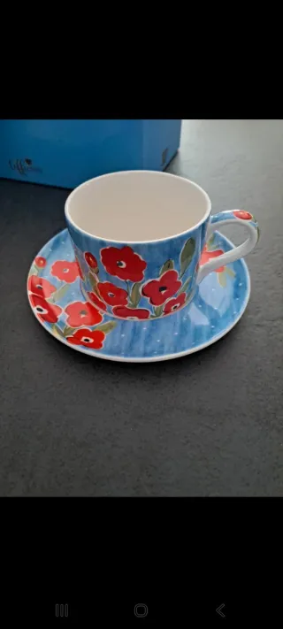 Set 2 Tazze e Piattino Fiori