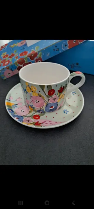 Set 2 Tazze e Piattino Fiori