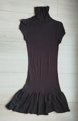Vestido Bershka cuello alto marrón oscuro Talla M