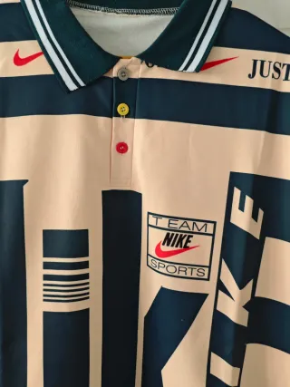 Polo Nike manga larga beige y azul