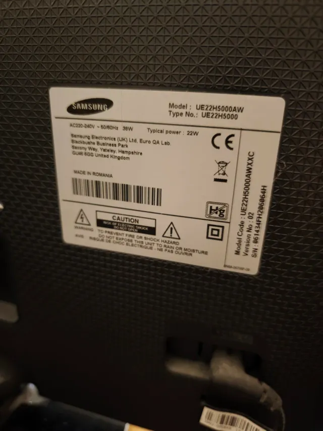 TV Samsung Preta 22 polegadas 100Hz