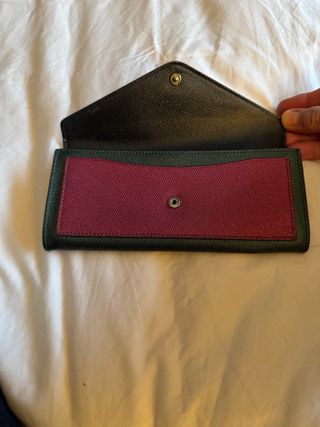 Cartera Coach Billetero Monedero Verde y Rojo