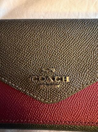 Cartera Coach Billetero Monedero Verde y Rojo