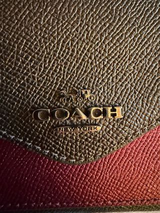 Cartera Coach Billetero Monedero Verde y Rojo