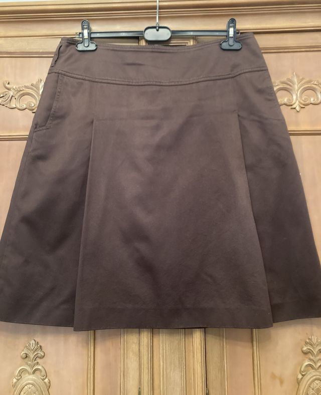 Falda midi marrón chocolate