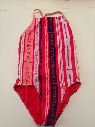 Bañador Adidas rayas rosa y rojo
