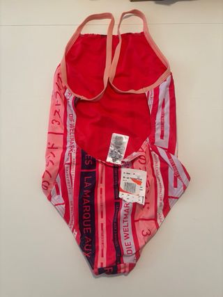 Bañador Adidas rayas rosa y rojo